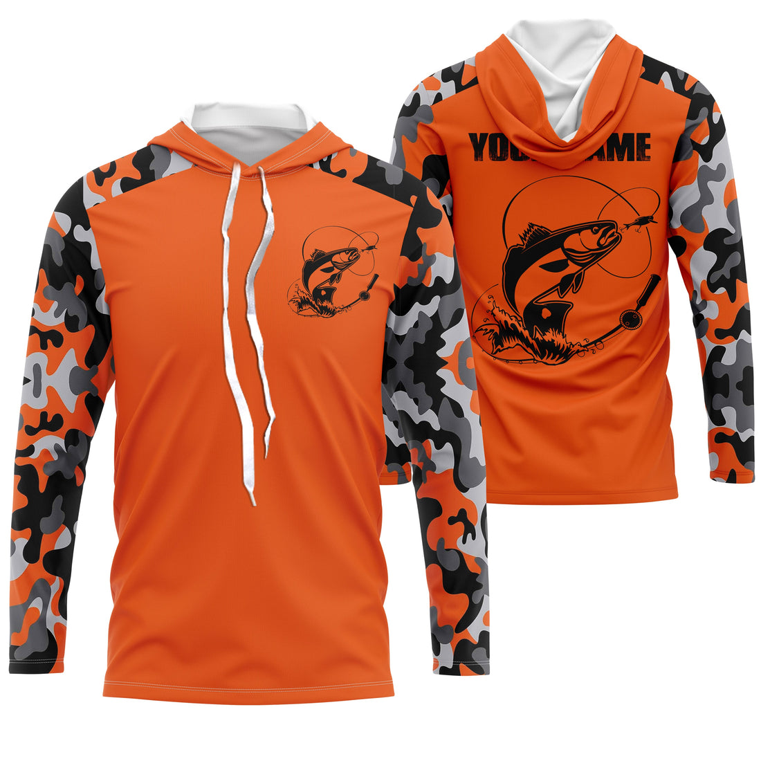 Custom Name Redfish Fishing Camouflage Orange Performance Fishing, Redfish Fishing FSD2477