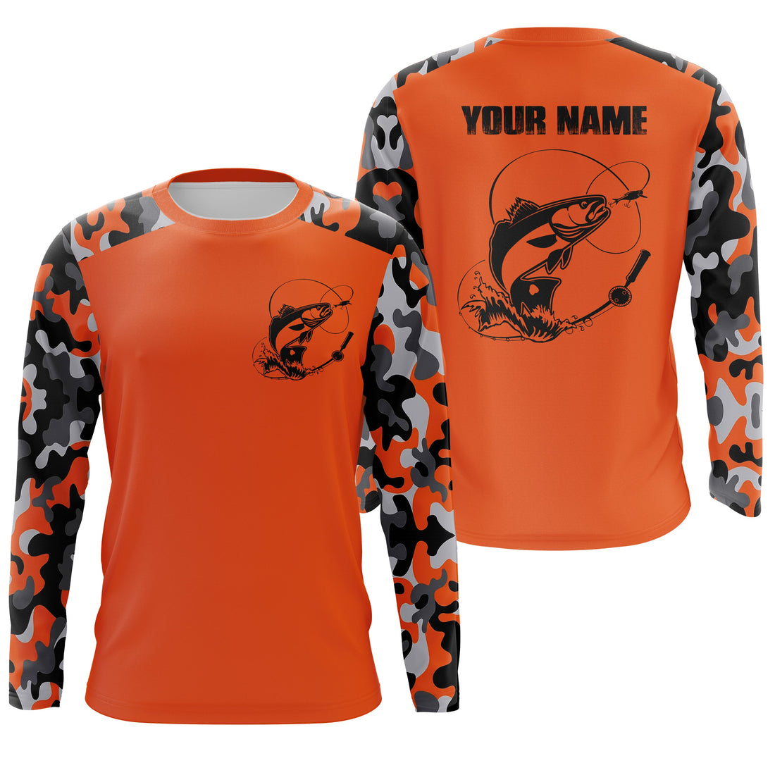 Custom Name Redfish Fishing Camouflage Orange Performance Fishing, Redfish Fishing FSD2477