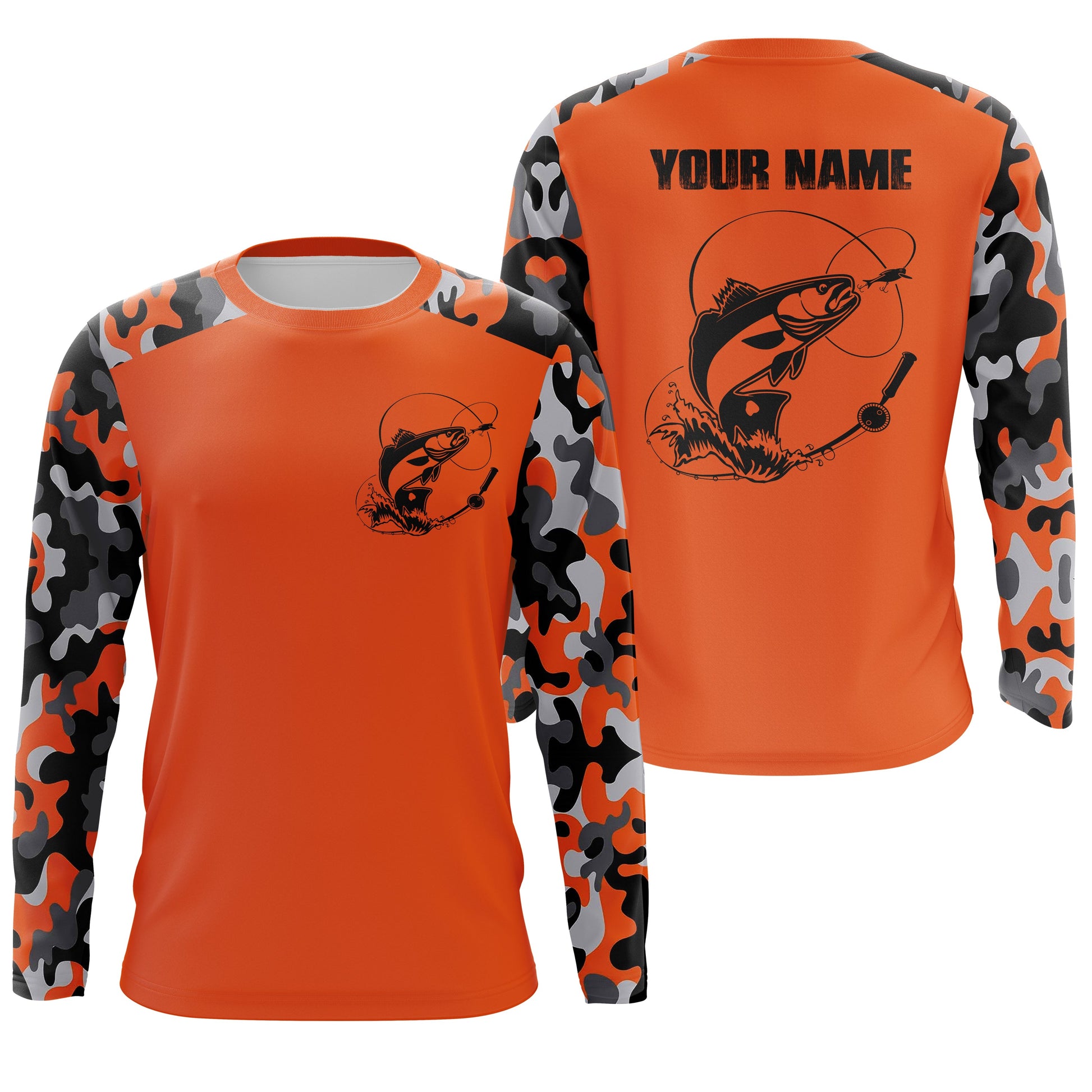 Custom Name Redfish Fishing Camouflage Orange Performance Fishing, Redfish Fishing FSD2477