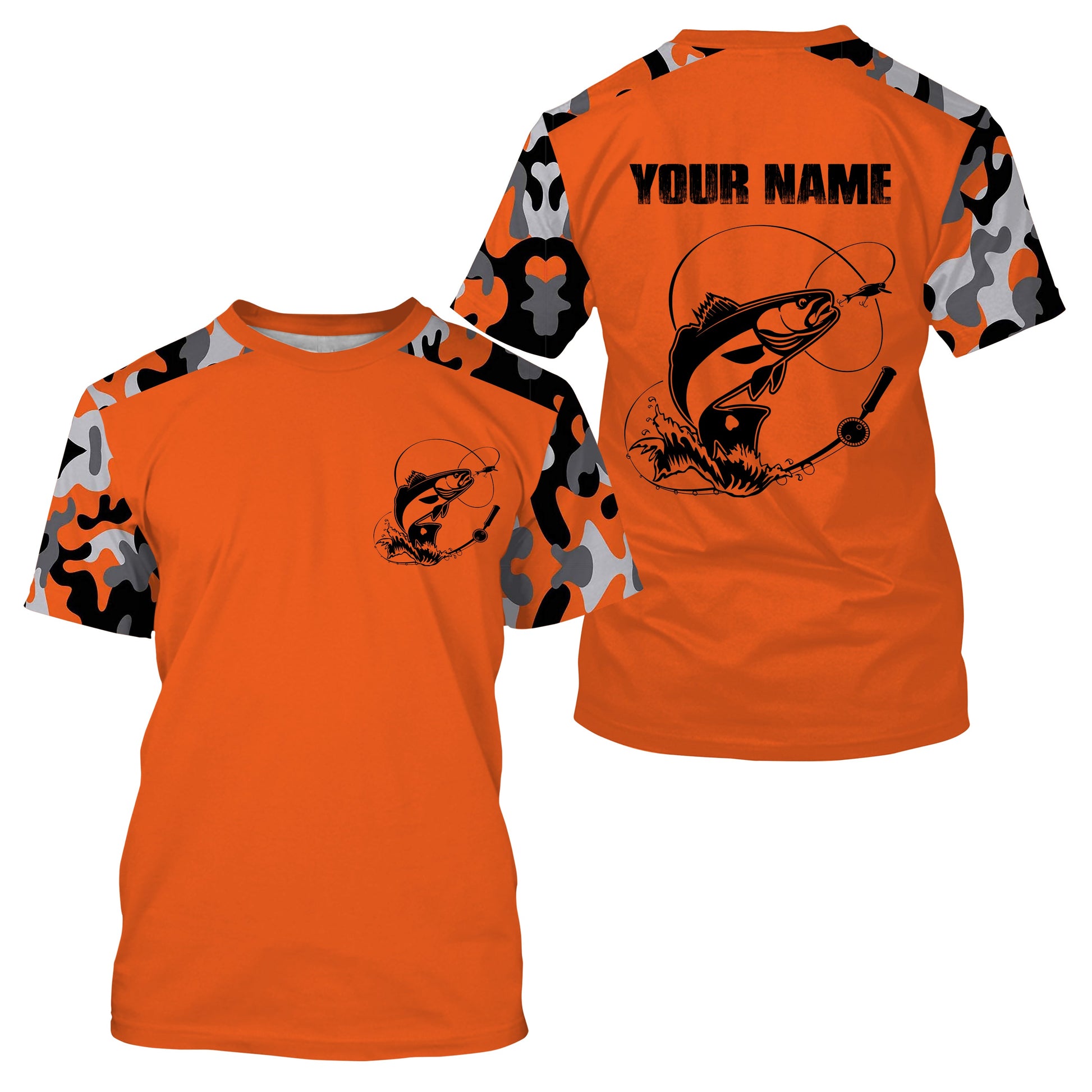 Custom Name Redfish Fishing Camouflage Orange Performance Fishing, Redfish Fishing FSD2477