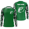 Custom Name Bass Fishing Camouflage Green Performance Fishing, Bass Fishing FSD2868