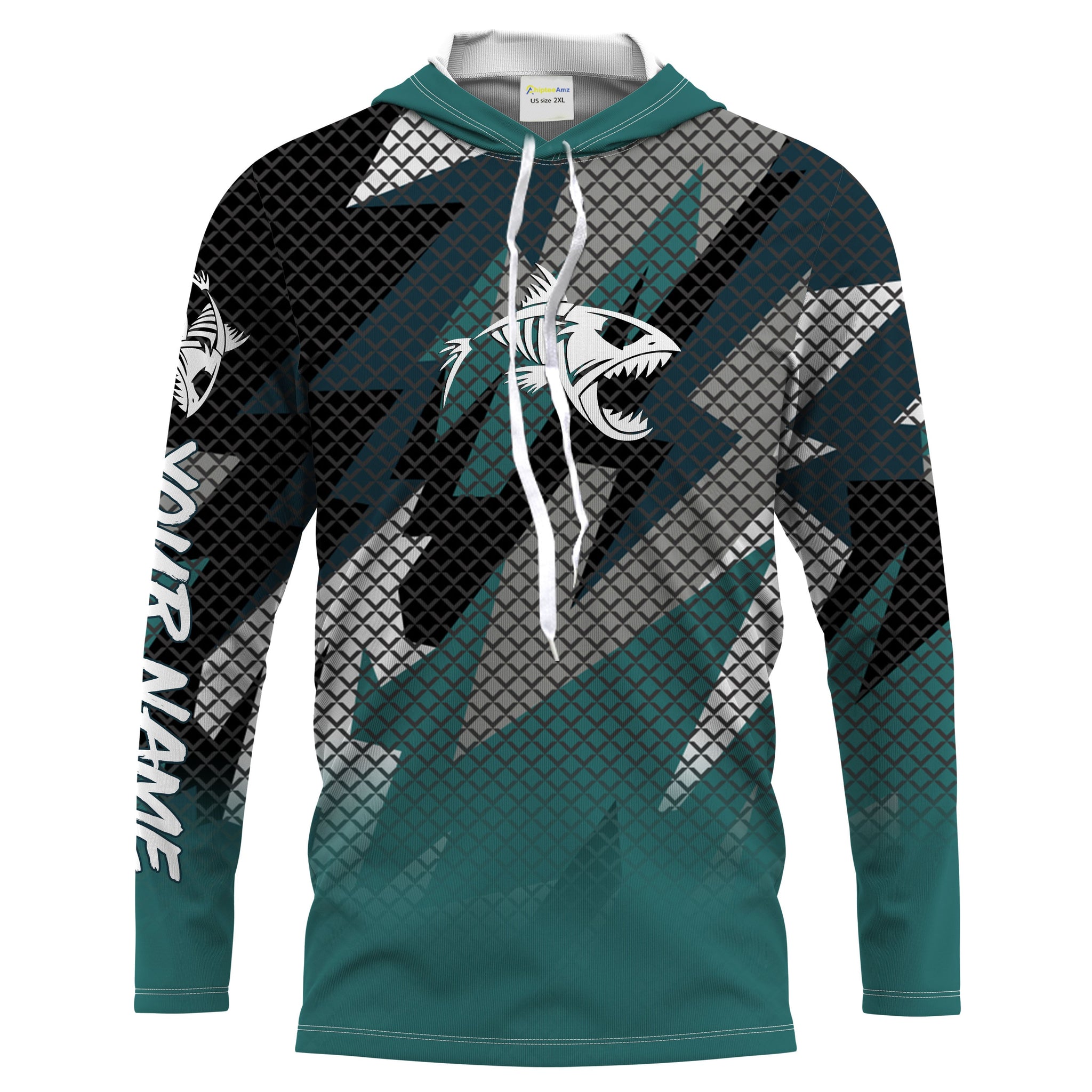 Fish Skeleton Camo Long Sleeve Tshirt Performance Fishing with UV Protection - Personalized Fishing Gifts FSD2230