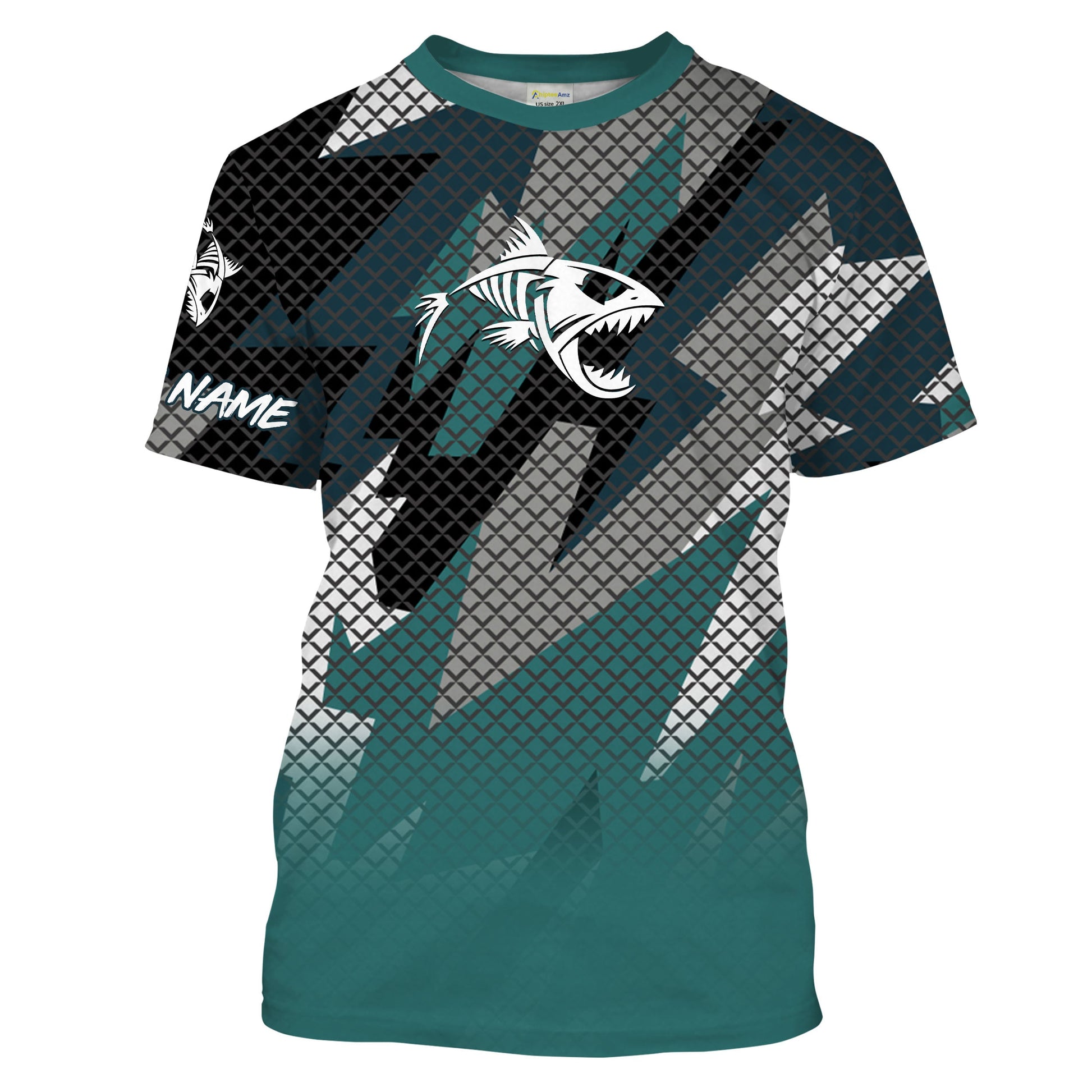 Fish Skeleton Camo Long Sleeve Tshirt Performance Fishing with UV Protection - Personalized Fishing Gifts FSD2230