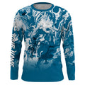 Fish Skeleton Sea waves Camo Long Sleeve Tshirt Performance Fishing with UV Protection - Personalized Fishing Gifts FSD2231