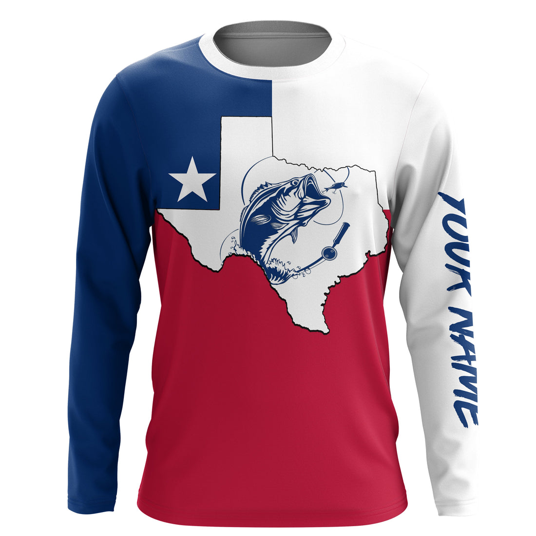 TX Fishing tattoo Texas Flag UV protection quick dry customize name long sleeves UPF 30+ FSD1643