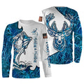 Fishing and Hunting Deer and Bass blue camo all over print, - Personalized Gifts FSD3189