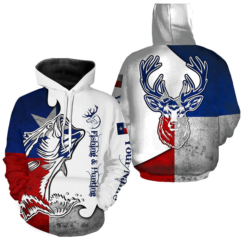Texas Fishing and Hunting Deer and Bass all over print - Personalized Gift for Hunter Fisherman FSD3191