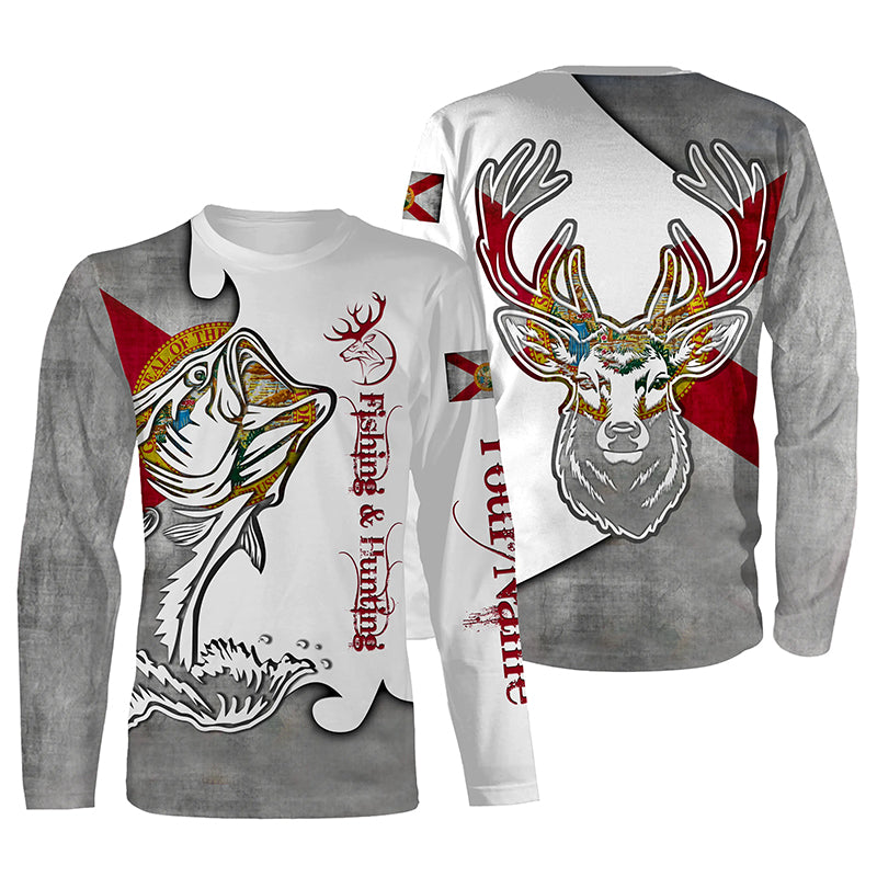 Florida Fishing and Hunting Deer and Bass all over print, Personalized Gift for Hunter Fisherman FSD3192