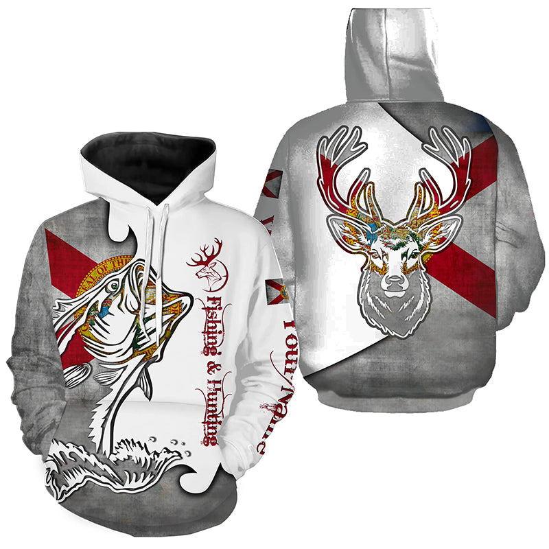 Florida Fishing and Hunting Deer and Bass all over print, Personalized Gift for Hunter Fisherman FSD3192