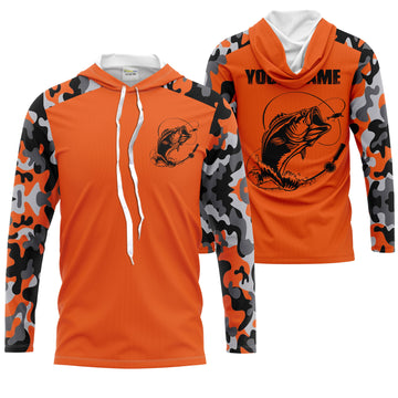 Custom Name Bass Fishing Camouflage Orange Performance Fishing, Bass Fishing FSD2272