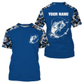 Custom Name Bass Fishing Camouflage Blue Performance Fishing, Bass Fishing FSD2640
