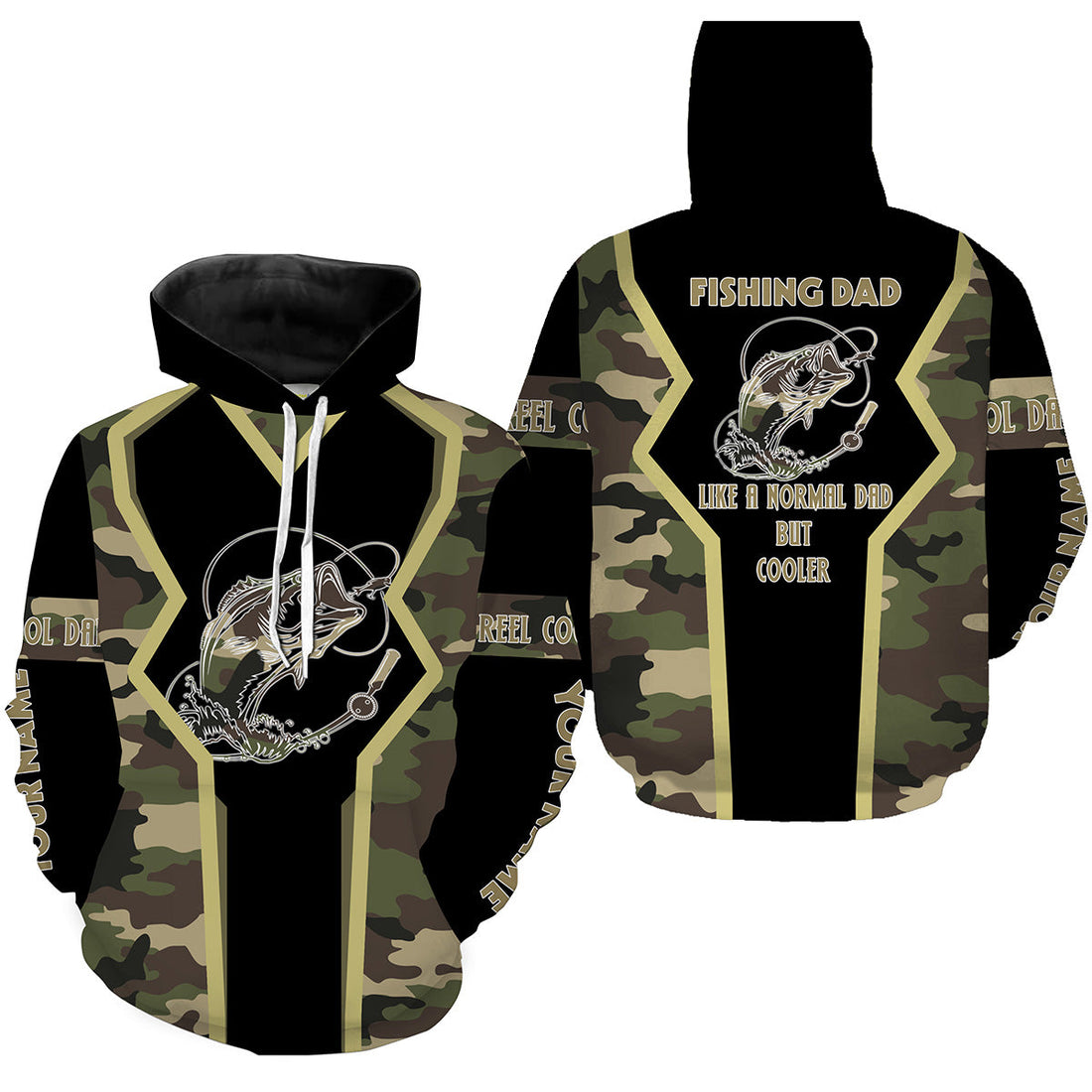 Bass tattoo Fishing Dad Fishing gifts for Dad Like a Normal Dad But Cooler custom Name Full printing FSD1754