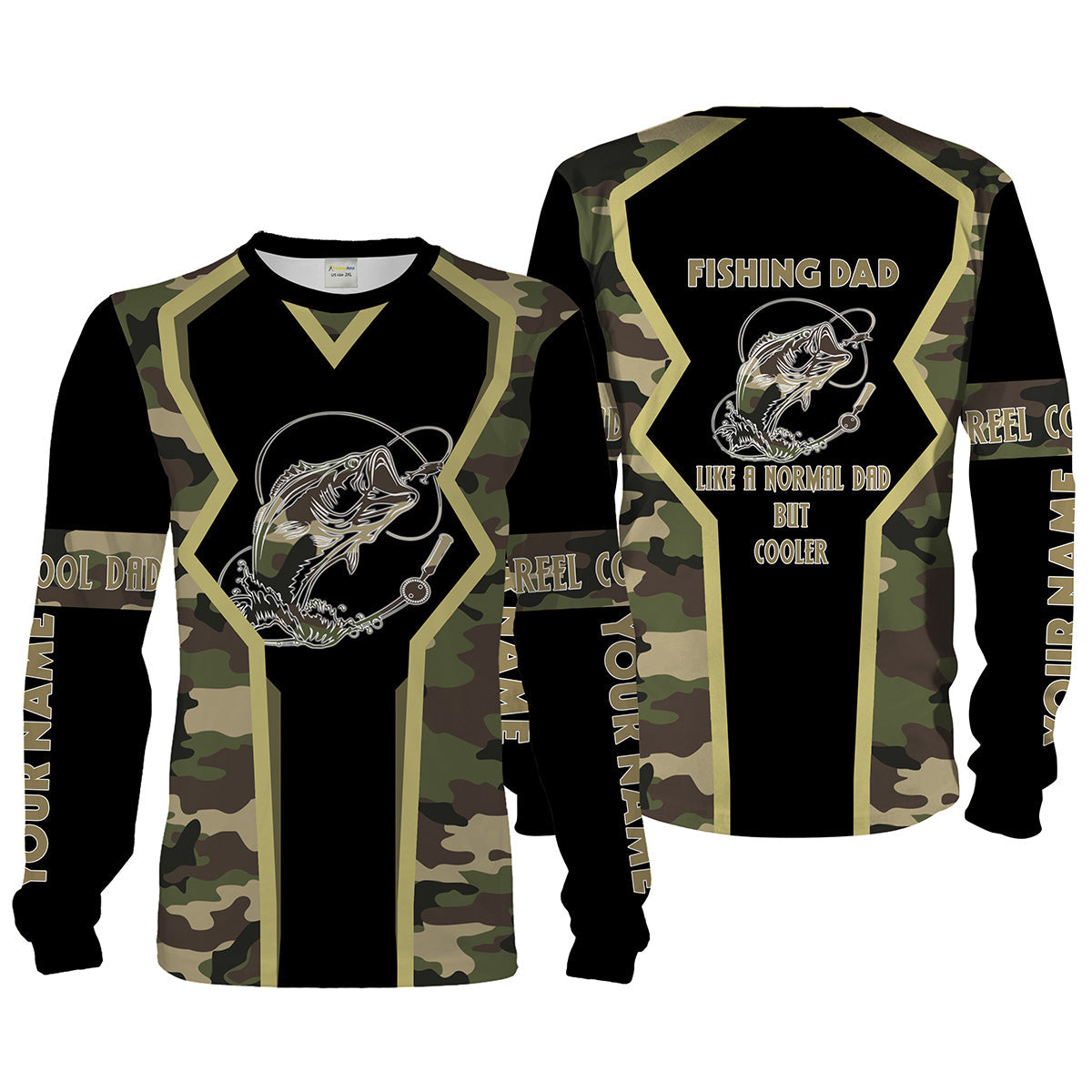 Bass tattoo Fishing Dad Fishing gifts for Dad Like a Normal Dad But Cooler custom Name Full printing FSD1754