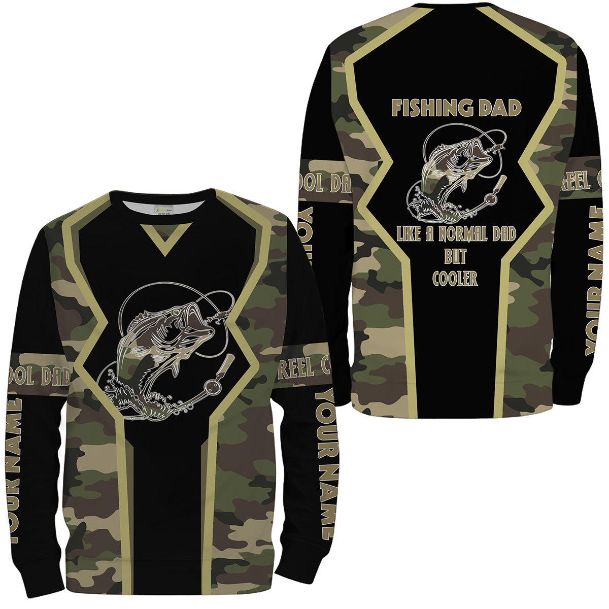 Bass tattoo Fishing Dad Fishing gifts for Dad Like a Normal Dad But Cooler custom Name Full printing FSD1754
