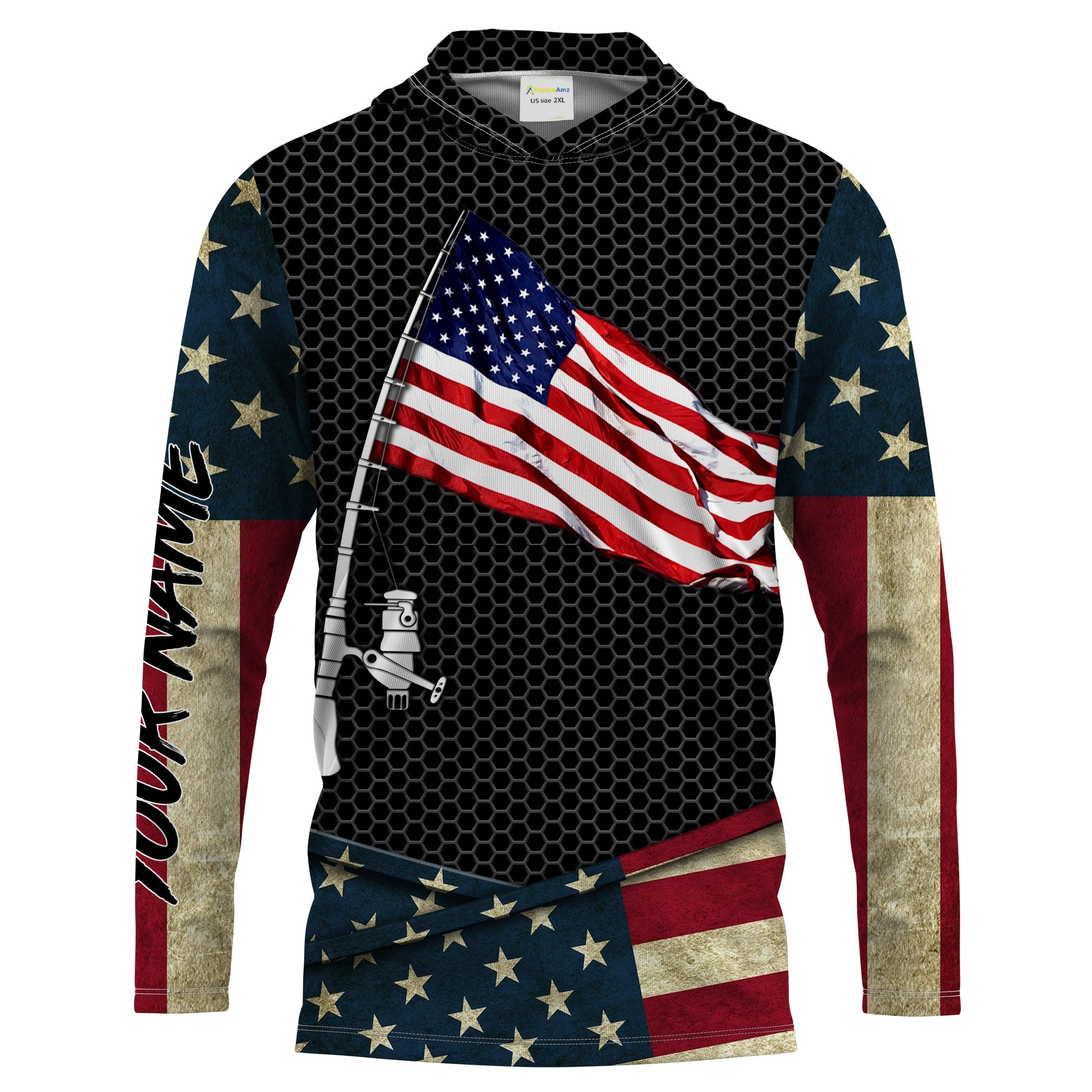 Fishing American flag fishing rod Custom Name Sun protection Personalized fishing gifts ideas FSD1798