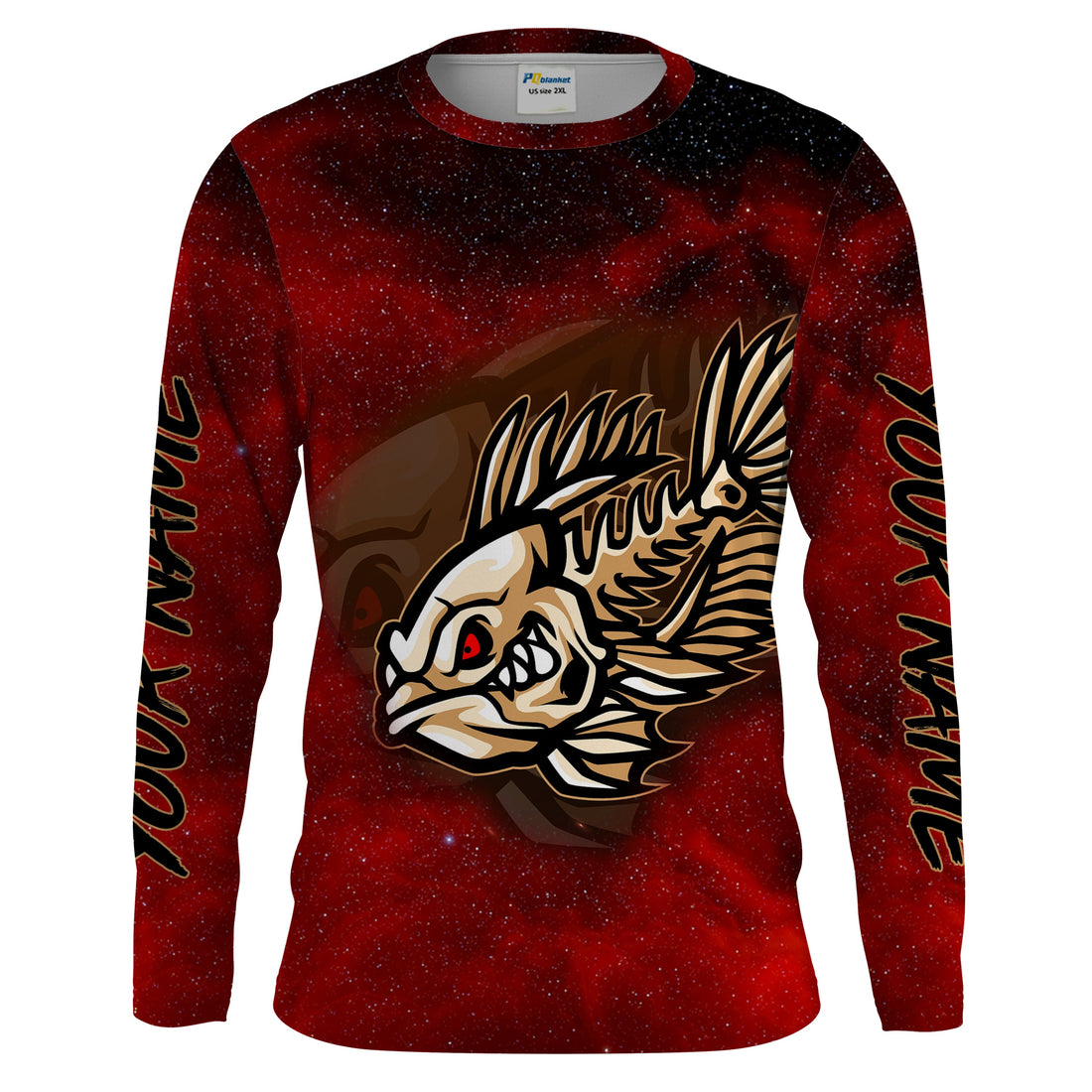 Fish Skeleton Custom Name Fishing UV Protection Quick-dry Personalized Tournament Long Sleeve Bass FSD2379