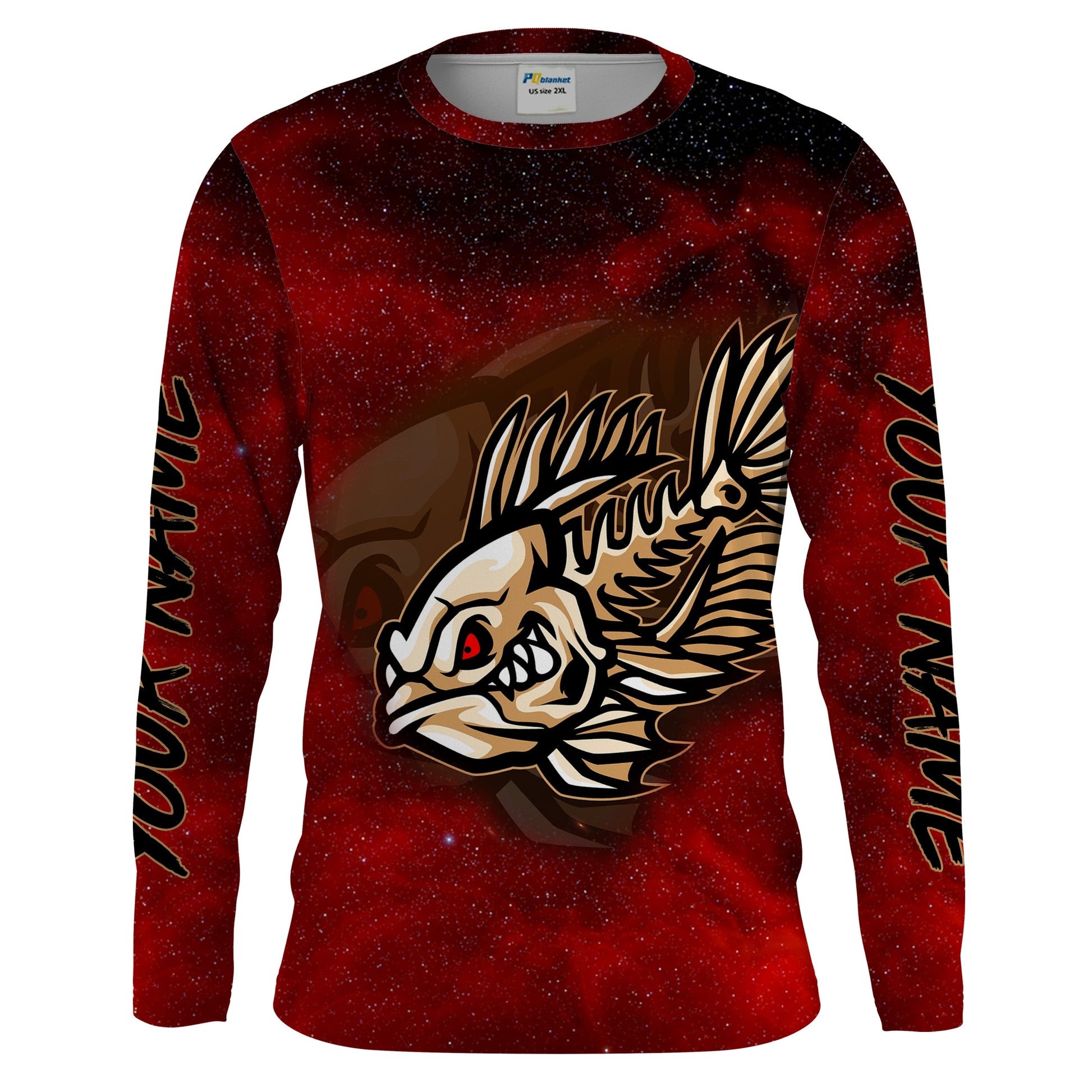 Fish Skeleton Custom Name Fishing UV Protection Quick-dry Personalized Tournament Long Sleeve Bass FSD2379