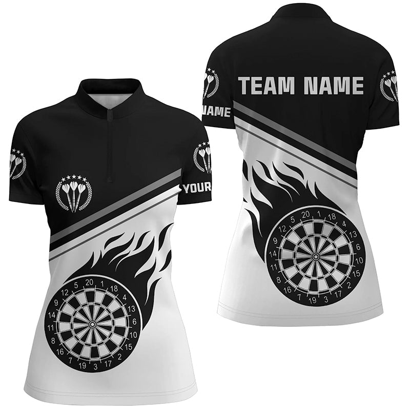 Black White Flame Dart Quarter-Zip With Name Custom Dart Dart