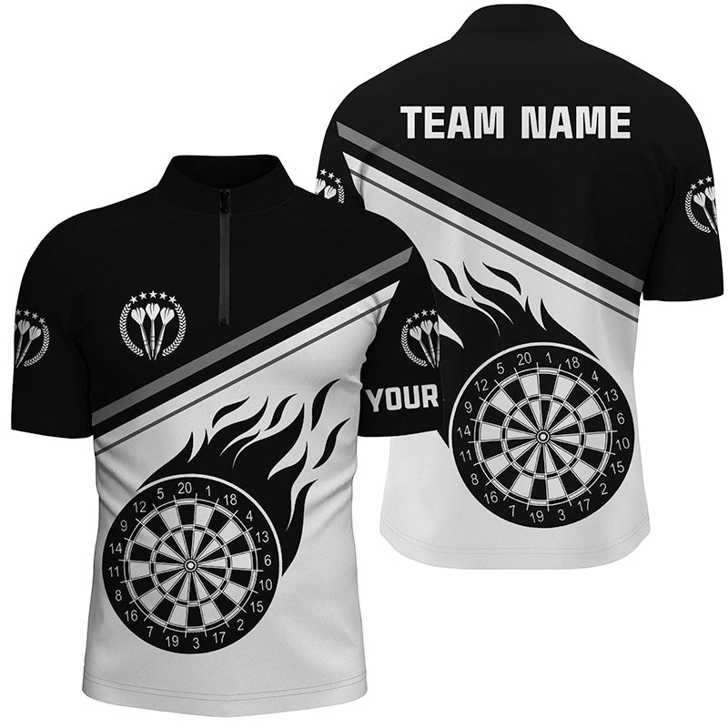 Black White Flame Dart Quarter-Zip With Name Custom Dart Dart
