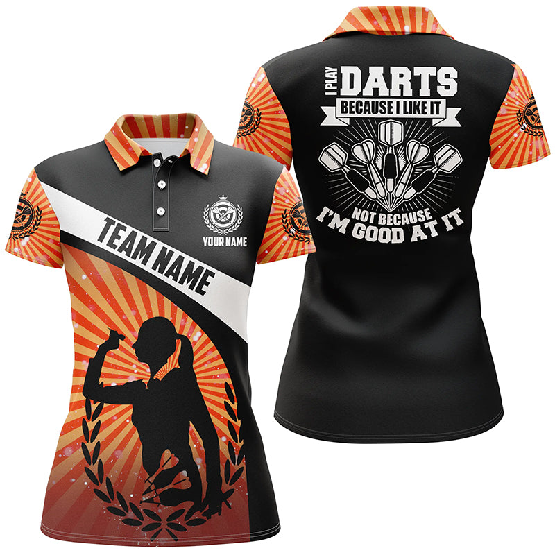 I Play Darts Because I Like It Orange Halo Darts Quarter-Zip Dart