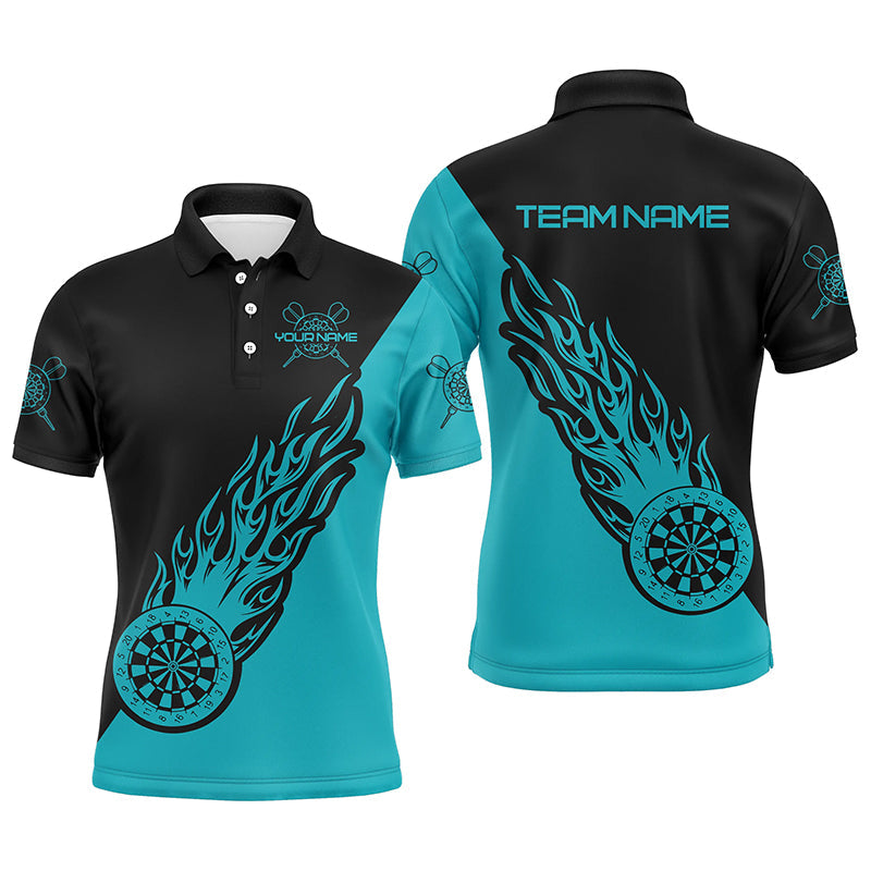 Personalized Turquoise and Black Flame Darts Quarter-Zip Women Darts Dart