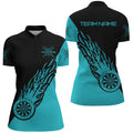 Personalized Turquoise and Black Flame Darts Quarter-Zip Women Darts Dart