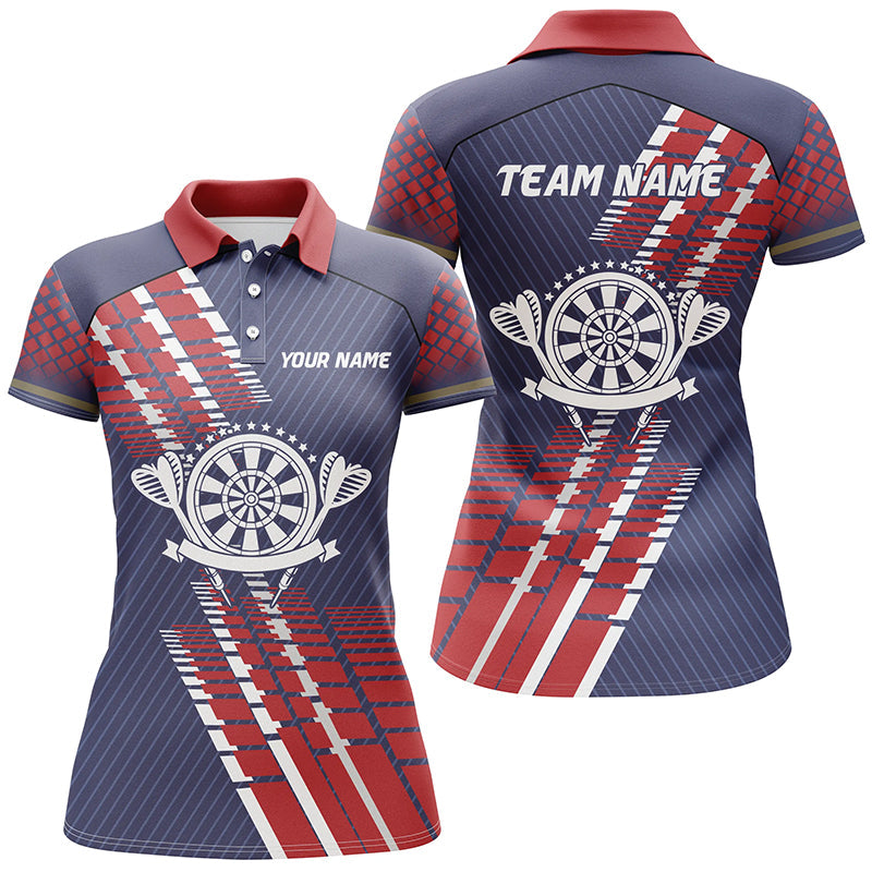 Personalized Navy Blue Red Geometric Pattern Darts Quarter-Zip Dart