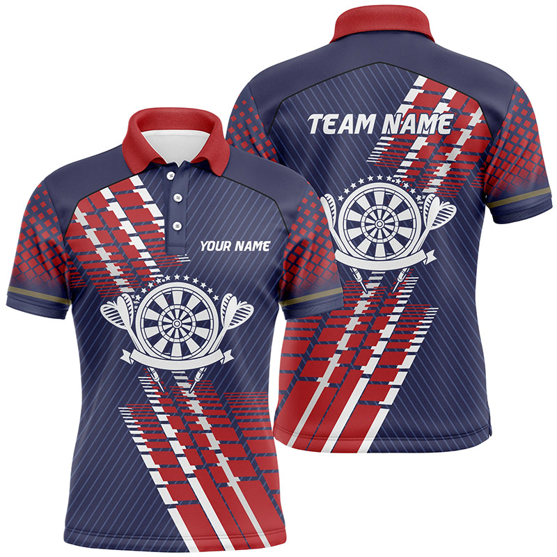 Personalized Navy Blue Red Geometric Pattern Darts Quarter-Zip Dart