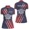 Personalized Navy Blue Red Geometric Pattern Darts Quarter-Zip Dart
