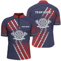 Personalized Navy Blue Red Geometric Pattern Darts Quarter-Zip Dart