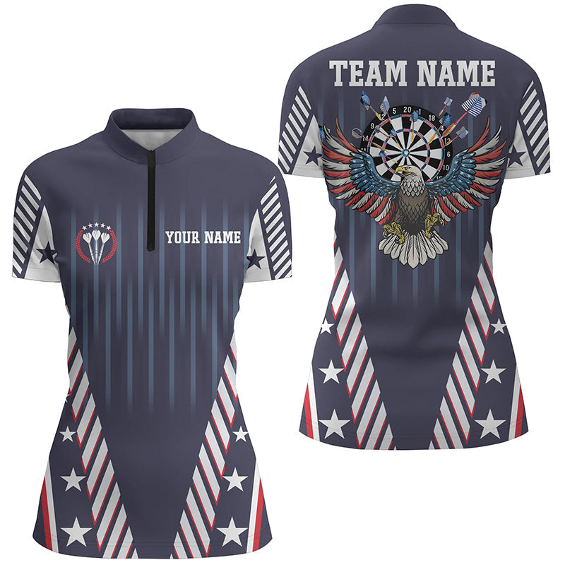 Personalized Patriot Us Flag Dart Quarter-Zip Navy Eagle Custom Dart