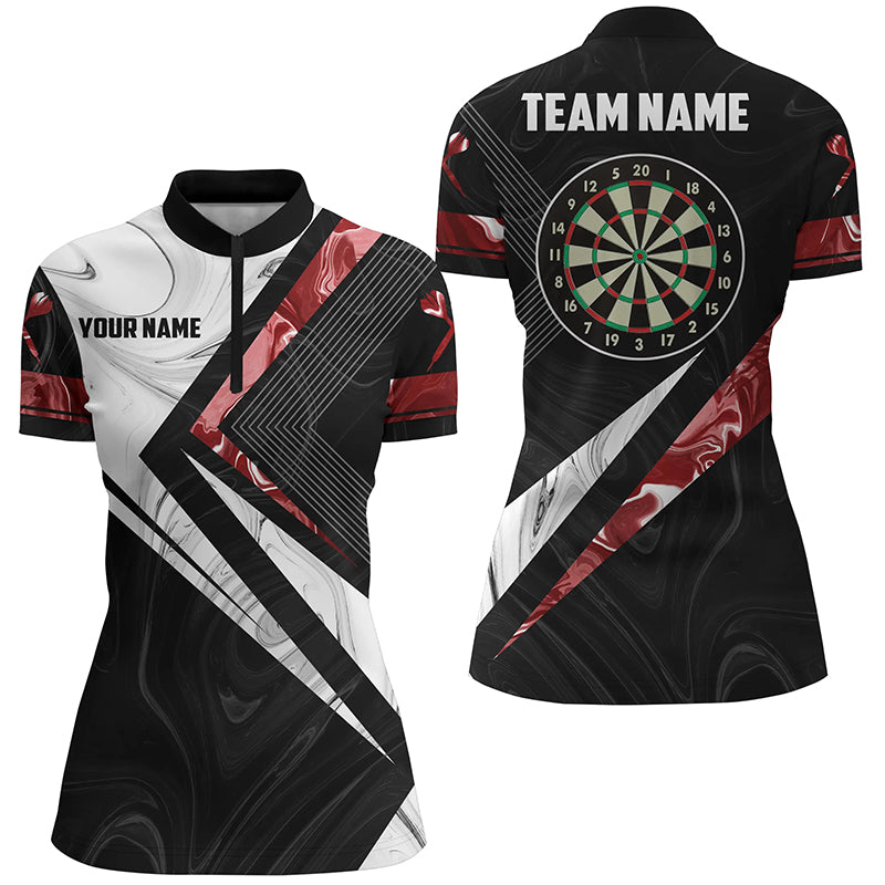 Red White Smoke Personalized Darts Quarter-Zip Custom Darts Women Team