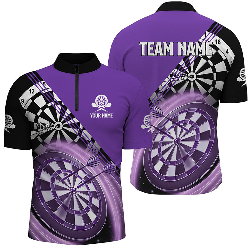 Personalized Black Purple Darts Quarter-Zip Custom Darts Dart