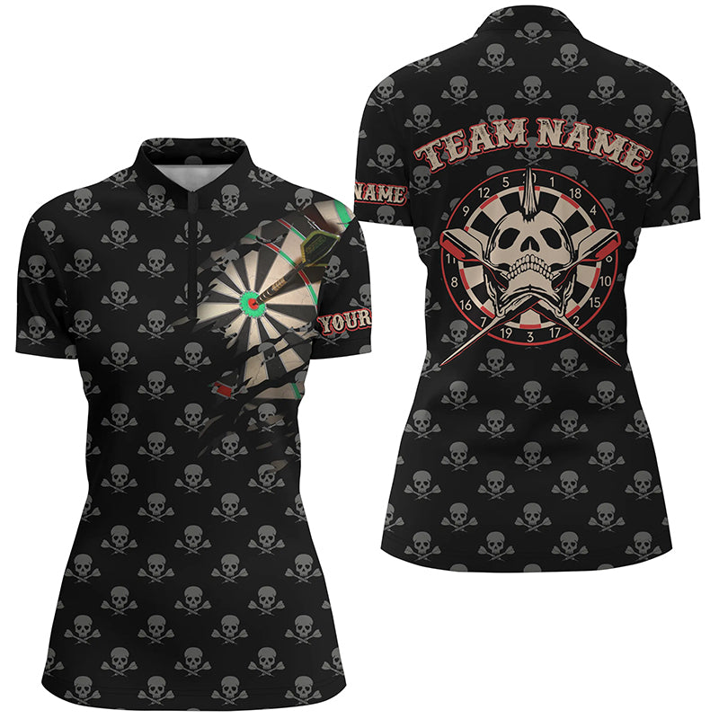 Personalized Darts Skull Crossed Pattern Quarter-Zip Scary Dart