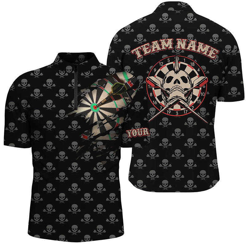 Personalized Darts Skull Crossed Pattern Quarter-Zip Scary Dart