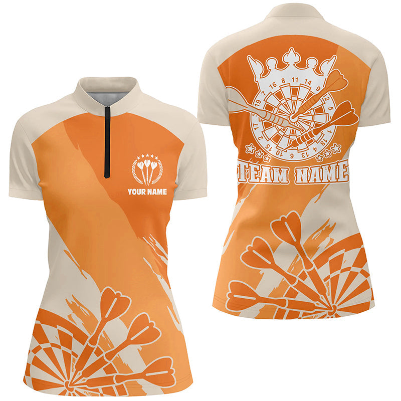 Personalized Orange Darts Quarter-Zip Custom Cool Darts Darts