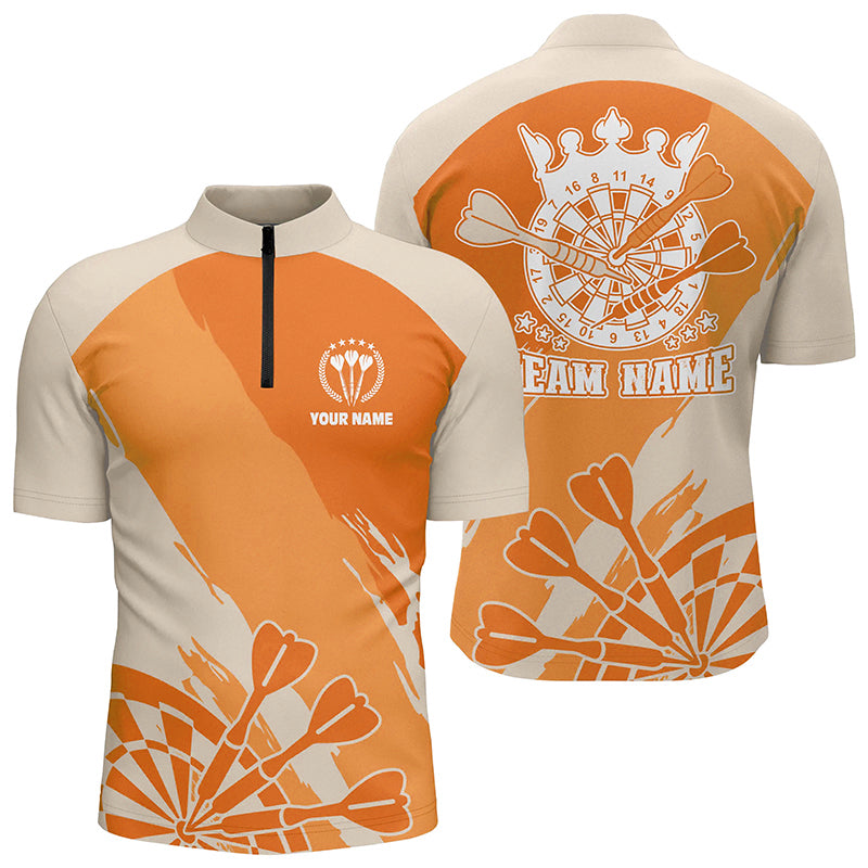 Personalized Orange Darts Quarter-Zip Custom Cool Darts Darts