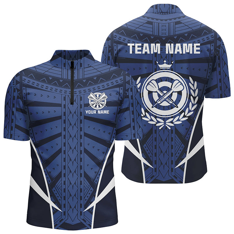 Blue Tribal Personalized Darts Quarter-Zip Custom Women Dart Cool Dart