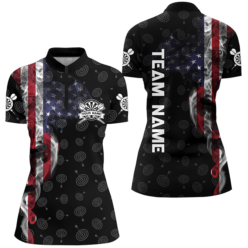 Smoky American Flag Darts Quarter-Zip Custom Patriotic Women Dart Dart