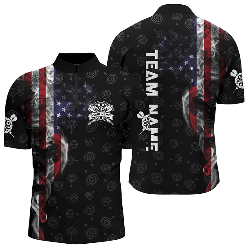 Smoky American Flag Darts Quarter-Zip Custom Patriotic Women Dart Dart