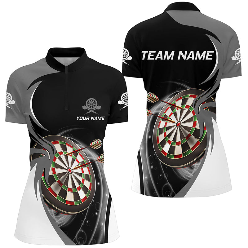 Personalized Grey Black Darts Quarter-Zip Custom Darts Dart