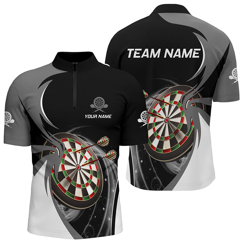Personalized Grey Black Darts Quarter-Zip Custom Darts Dart