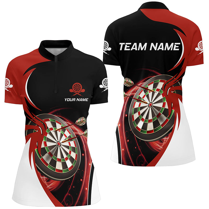 Personalized Red Black Darts Quarter-zip Custom Dart Team