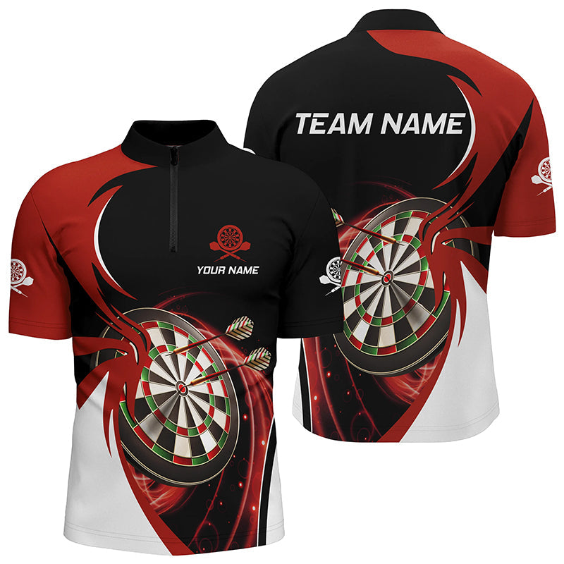 Personalized Red Black Darts Quarter-zip Custom Dart Team