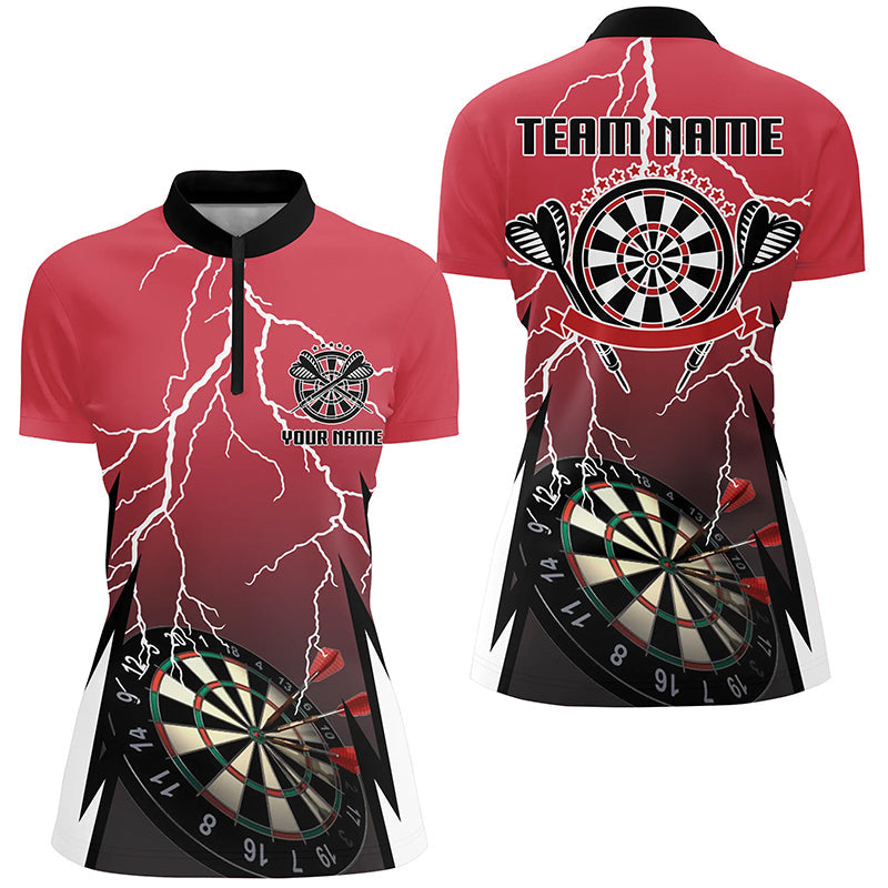Personalized Red Lightning Darts Quarter-Zip Custom Thunder Darts