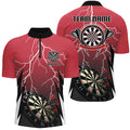 Personalized Red Lightning Darts Quarter-Zip Custom Thunder Darts