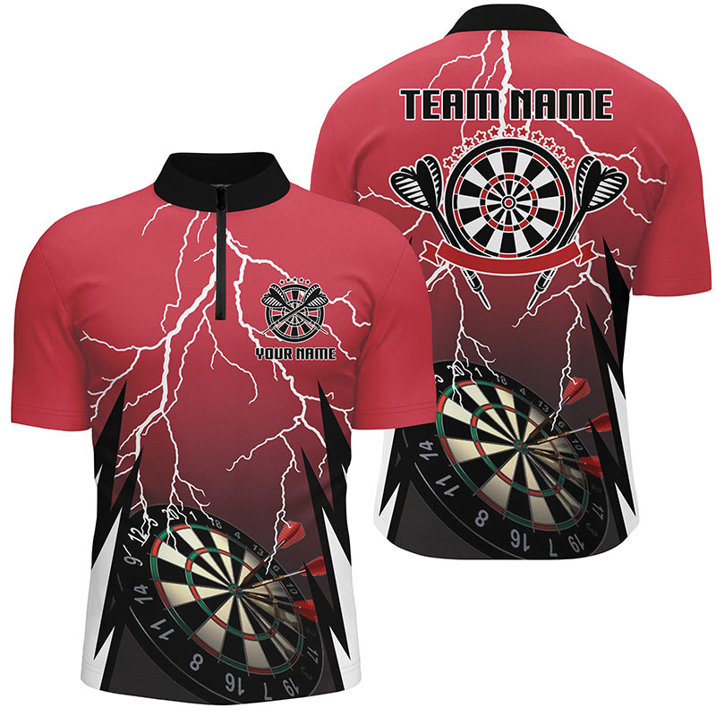 Personalized Red Lightning Darts Quarter-Zip Custom Thunder Darts