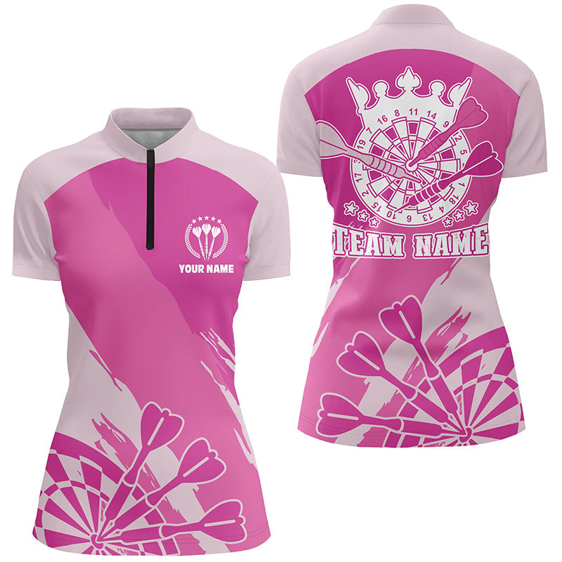 Personalized Pink Darts Quarter-Zip Custom Cool Dart Darts