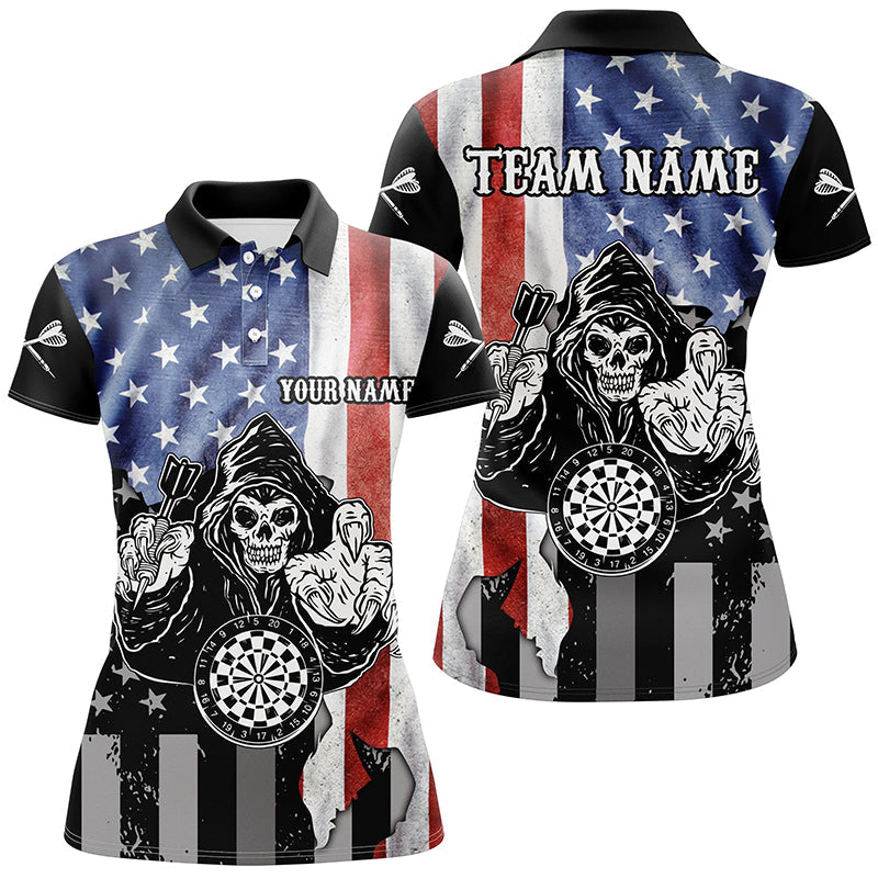 Personalized Vintage American Flag Darts Quarter-zip Skull Darts