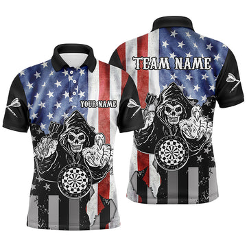 Personalized Vintage American Flag Darts Quarter-zip Skull Darts